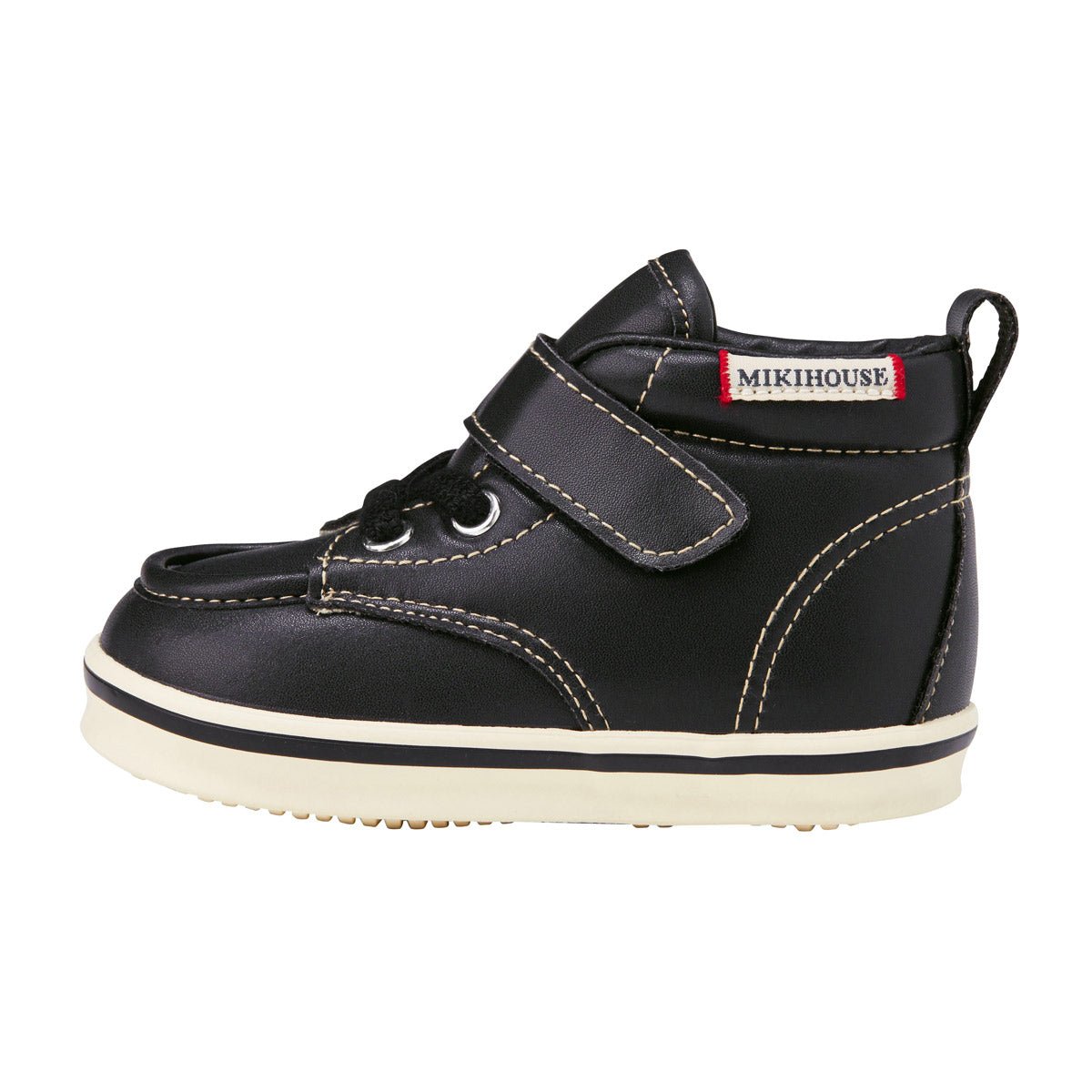 Faux-Laced Leather High Tops - MIKI HOUSE USA