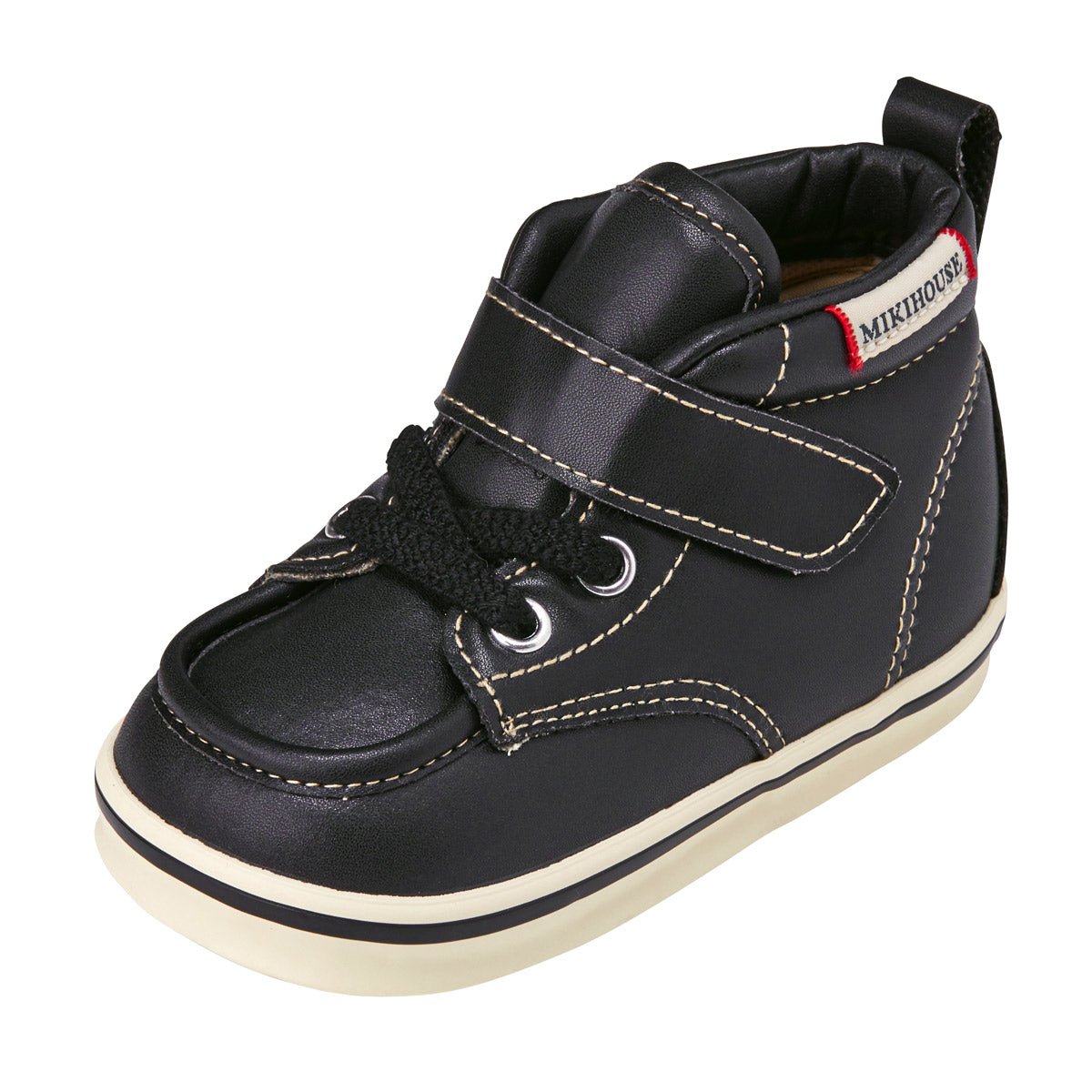 Faux-Laced Leather High Tops - MIKI HOUSE USA