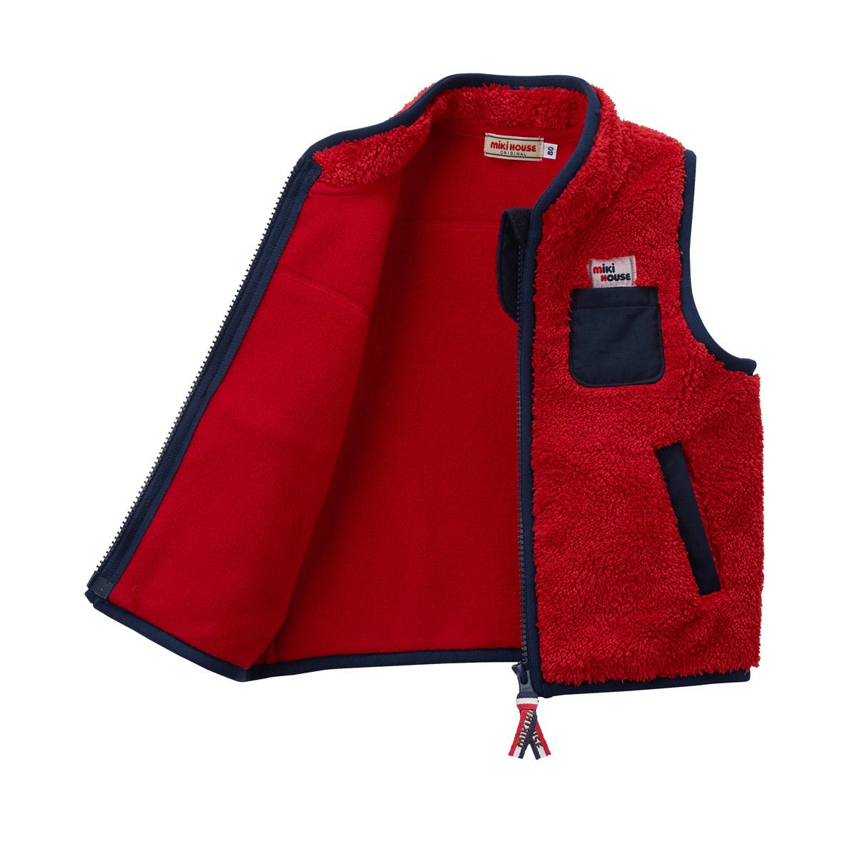 Sheep Fleece Contrast Hem Vest - 10-5703-822-02-80