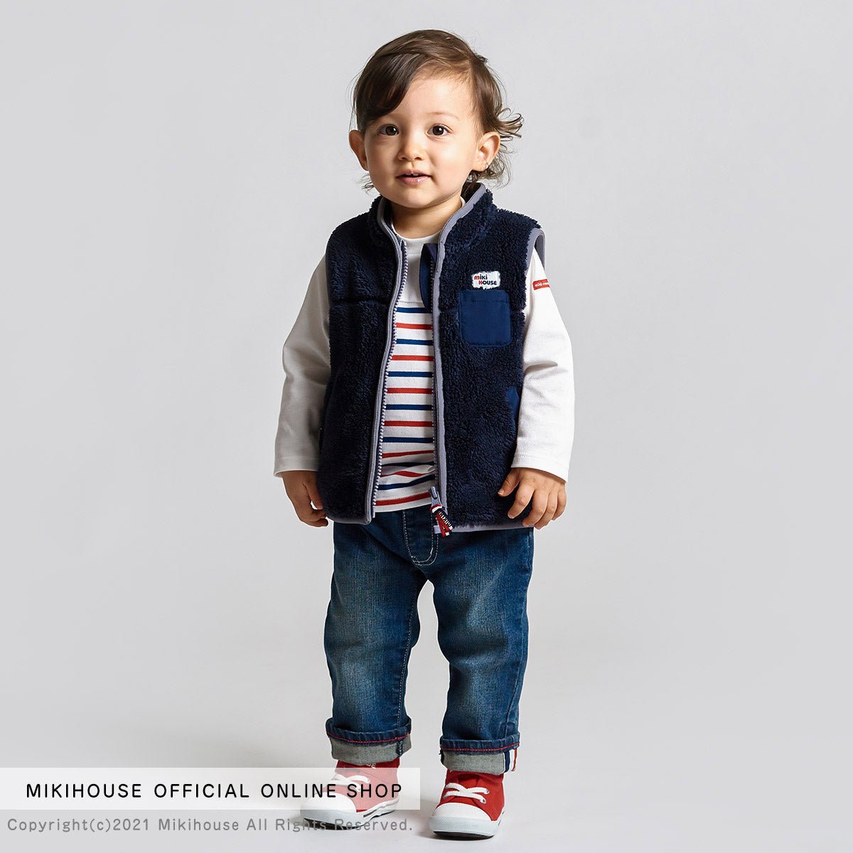 Sheep Fleece Contrast Hem Vest - 10-5703-822-03-80