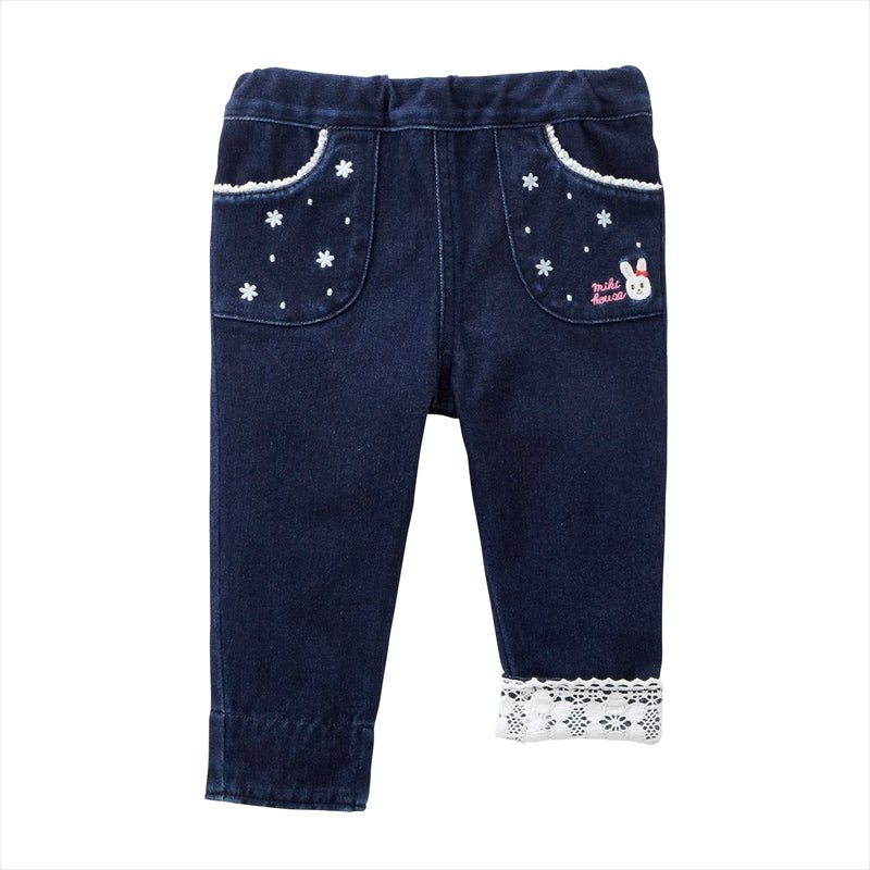 Stretch Knit Pants with Lace Cuff - 13-3209-974-33-80
