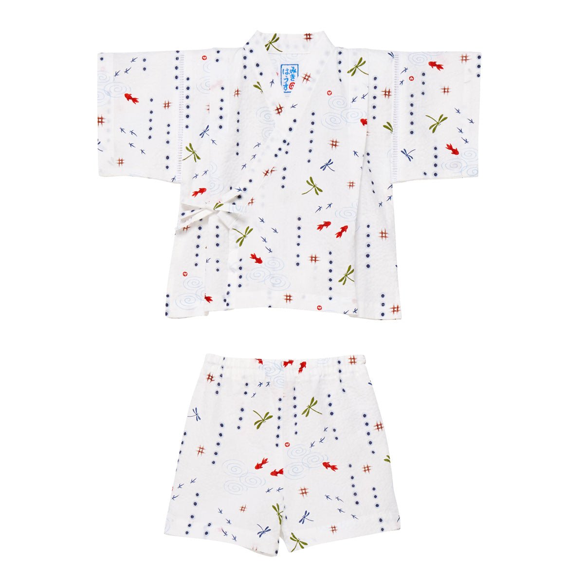 Two-piece Kimono Jinbei - Playing at the Waterside - 12-7516-844-01-90