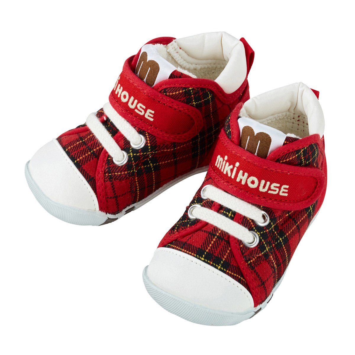 High Top First Walker shoes - Stylish Plaid - MIKI HOUSE USA