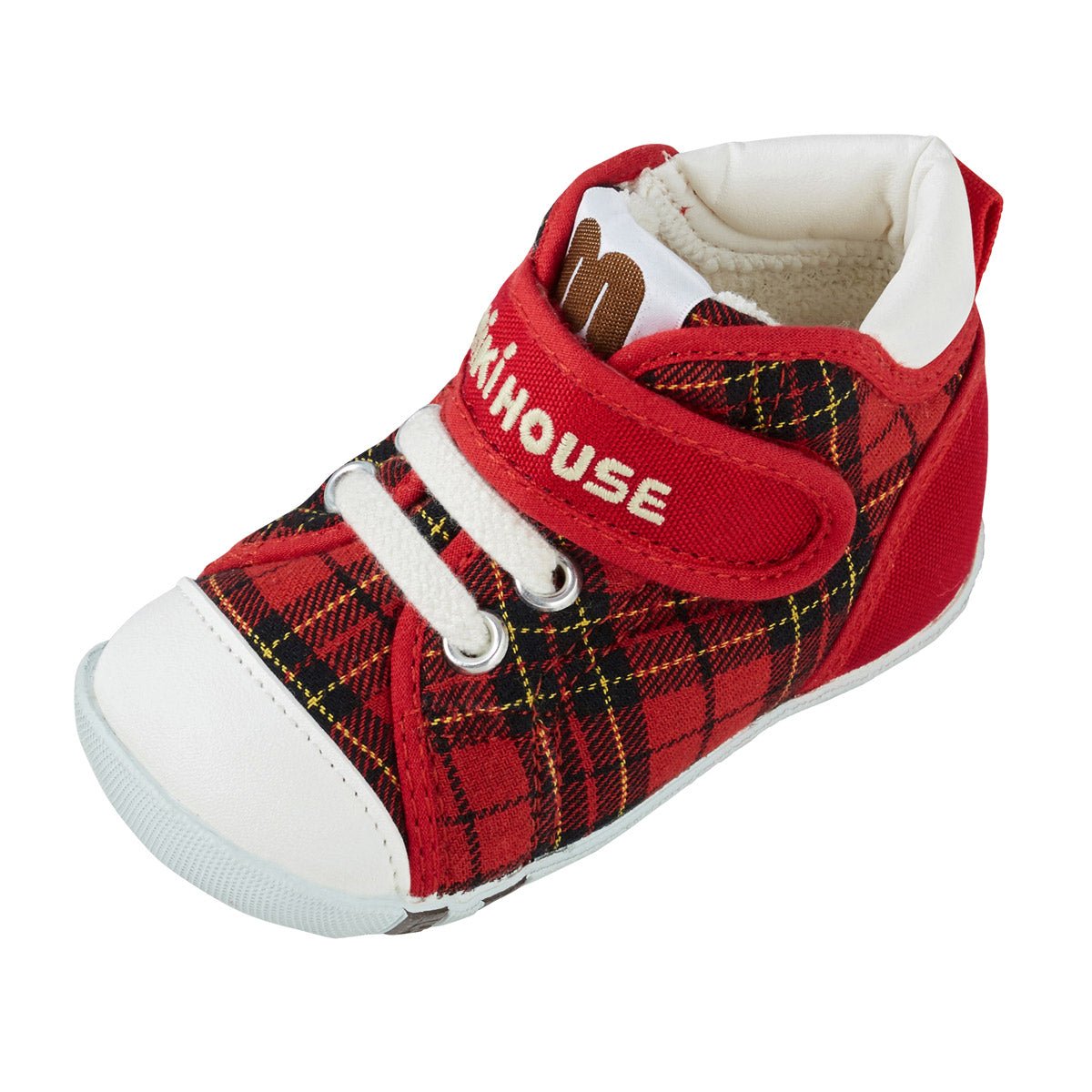 High Top First Walker shoes - Stylish Plaid - MIKI HOUSE USA