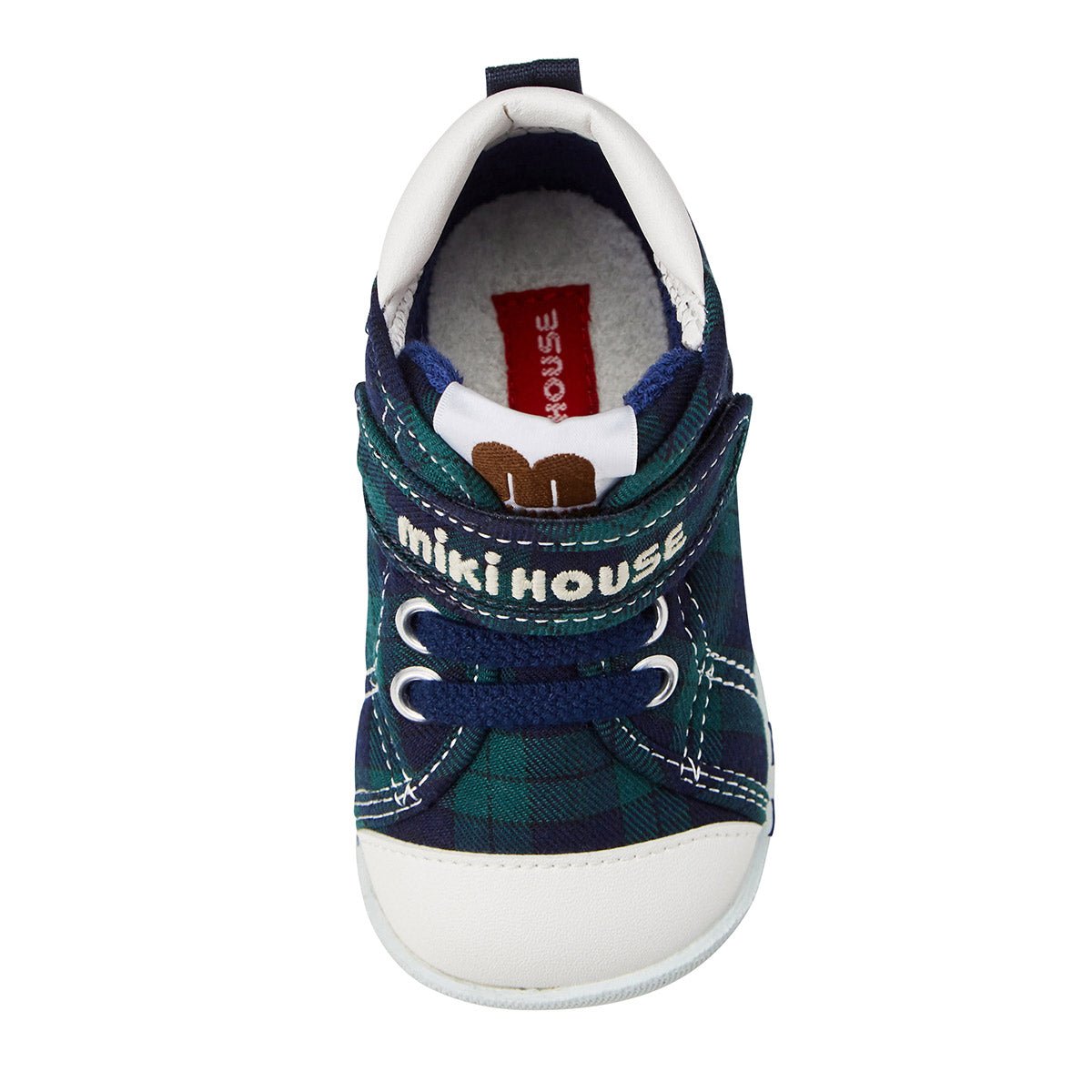 High Top First Walker shoes - Stylish Plaid - MIKI HOUSE USA