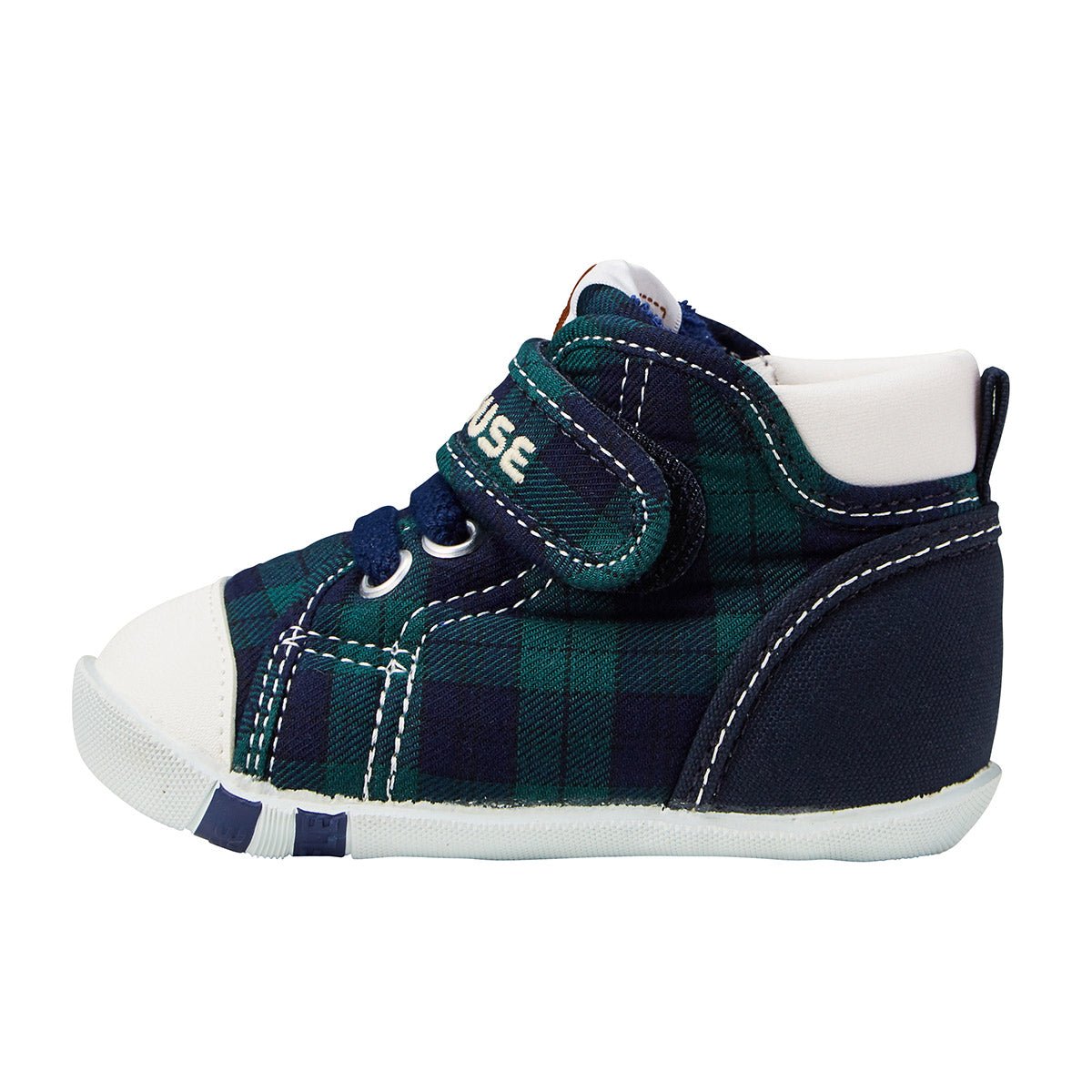 High Top First Walker shoes - Stylish Plaid - MIKI HOUSE USA