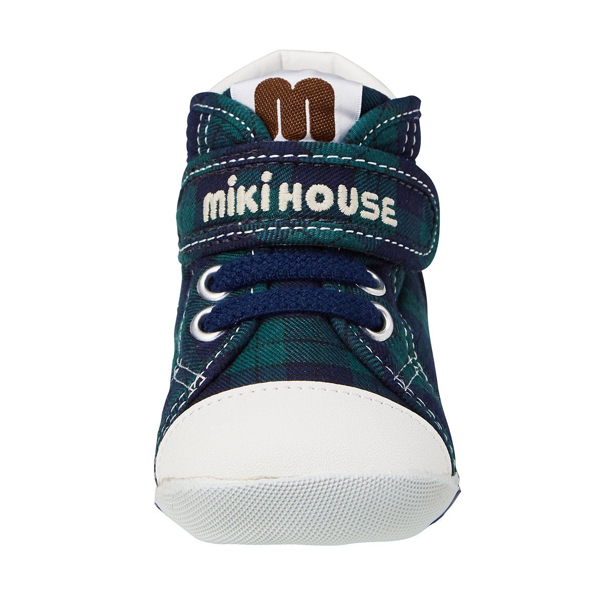 High Top First Walker shoes - Stylish Plaid - MIKI HOUSE USA