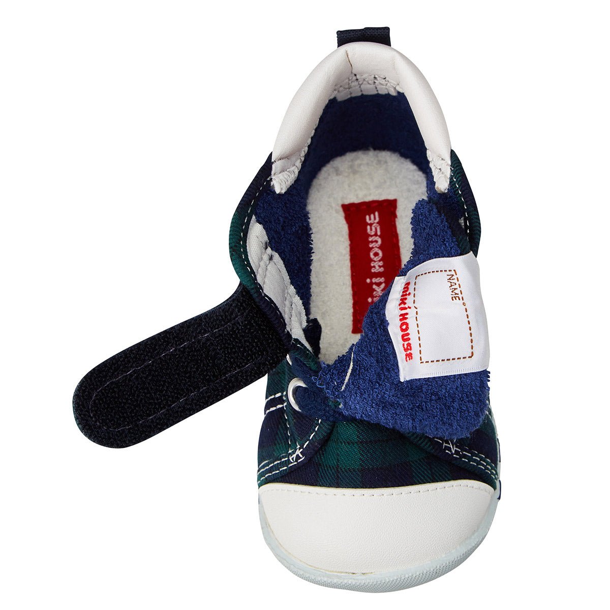 High Top First Walker shoes - Stylish Plaid - MIKI HOUSE USA