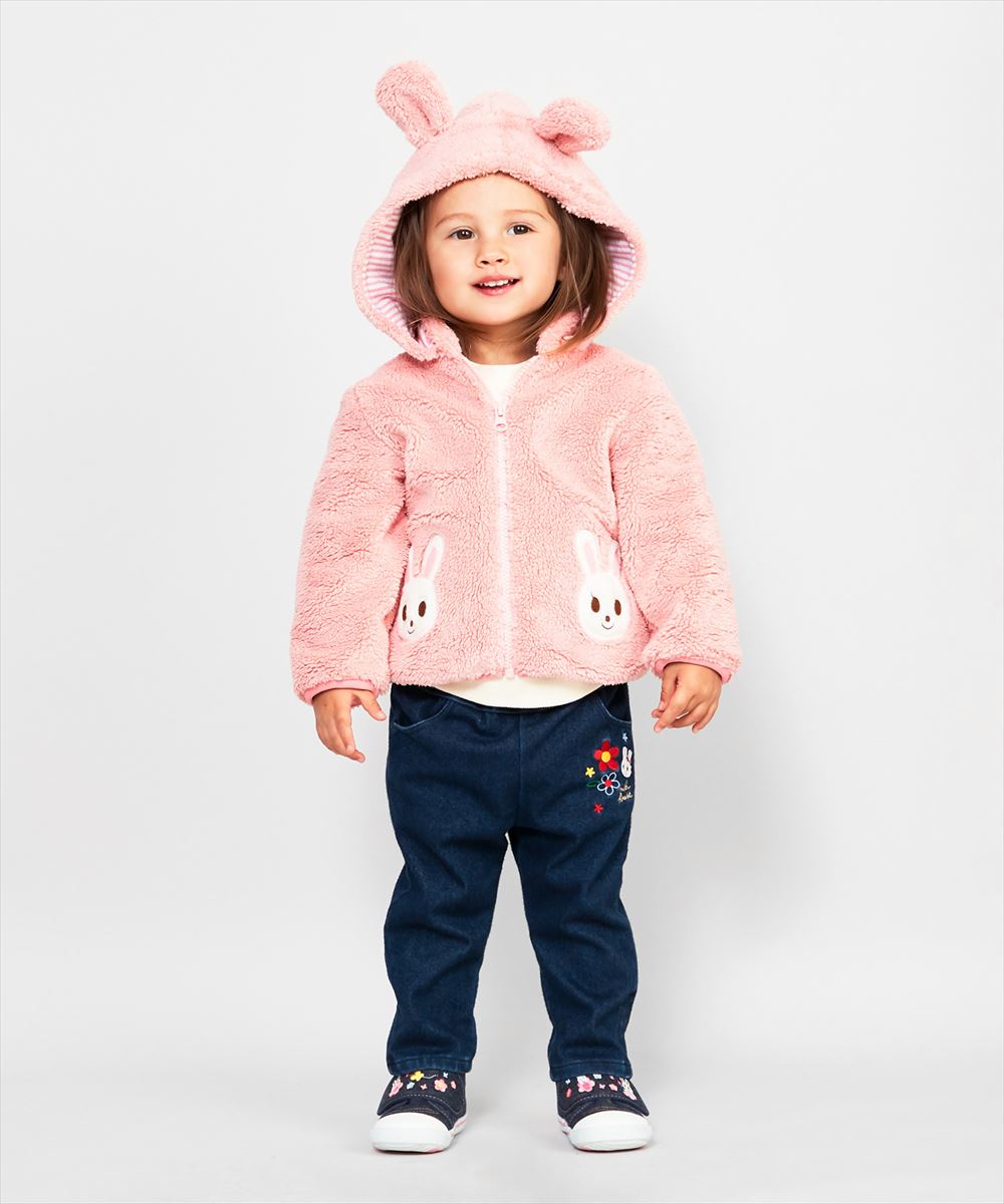 Fuzzy Fleece Hoodie with Bunny Ears