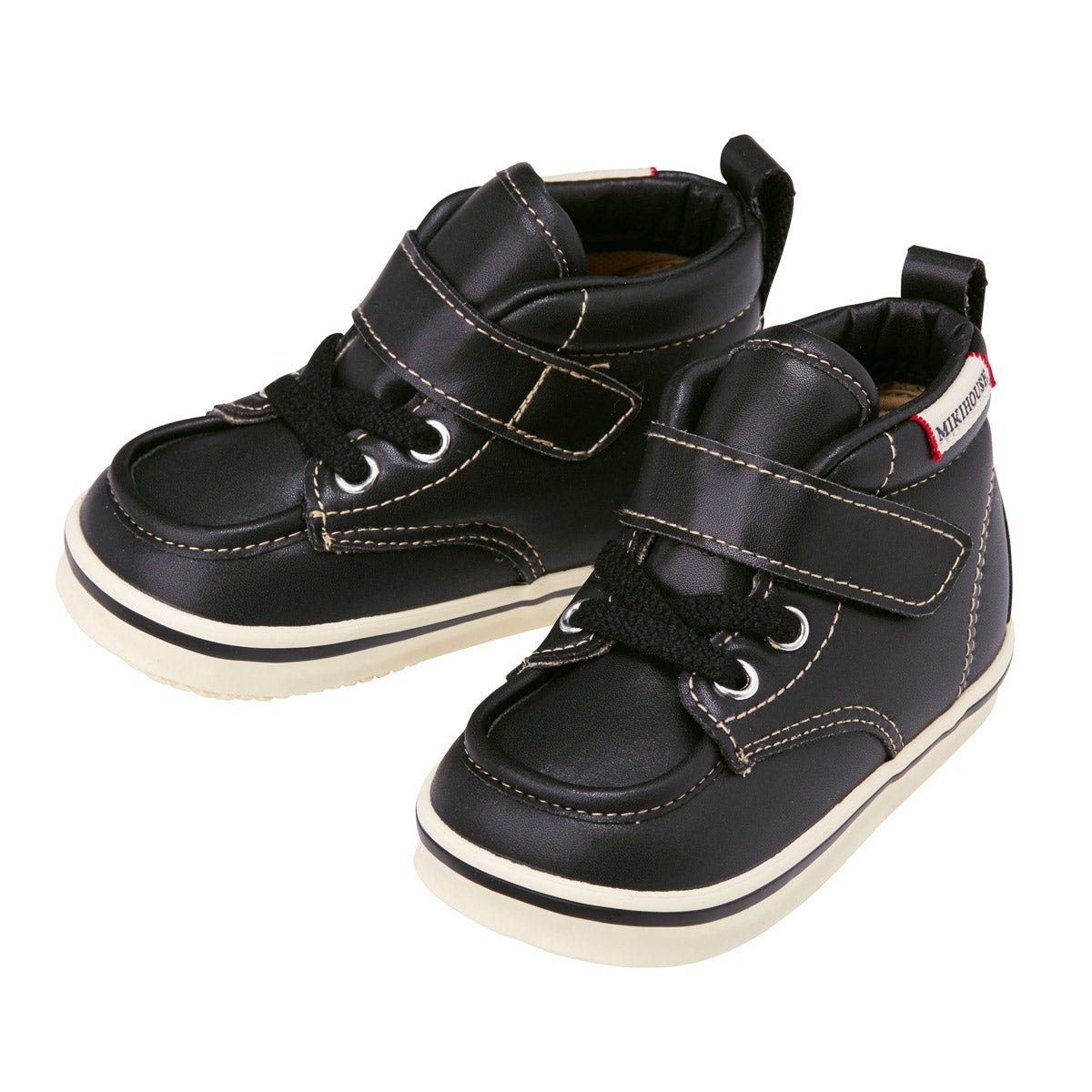 Faux-Laced Leather High Tops - MIKI HOUSE USA