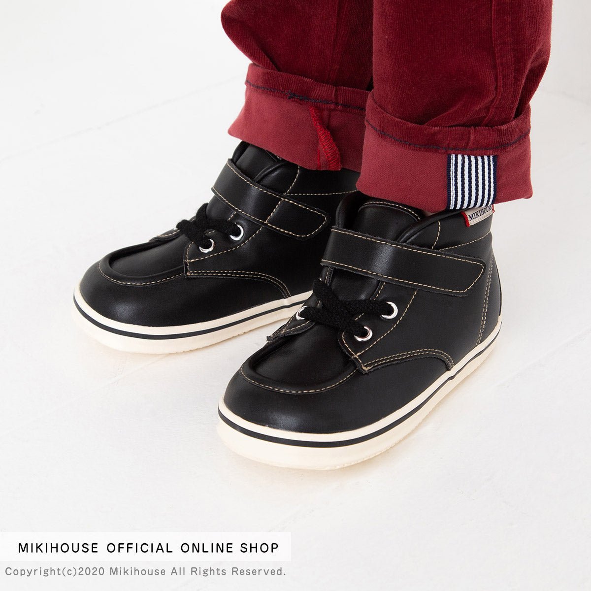 Faux-Laced Leather High Tops - MIKI HOUSE USA