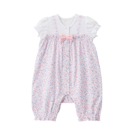 Floral Short Sleeve Coveralls - MIKI HOUSE USA