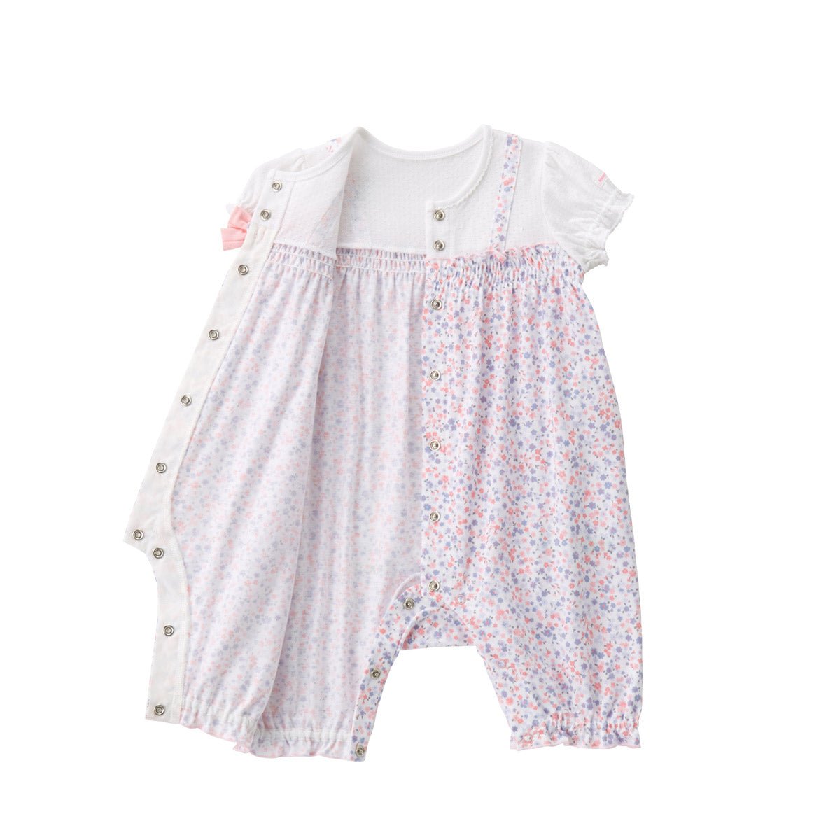 Floral Short Sleeve Coveralls - MIKI HOUSE USA