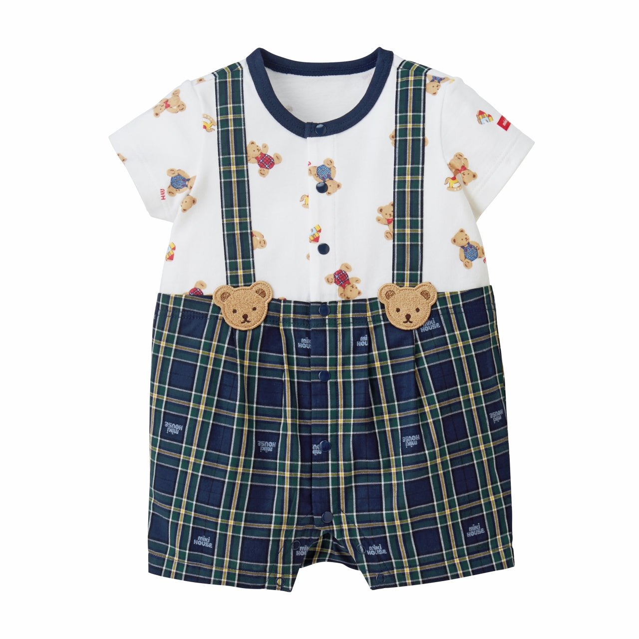 My Little Teddy Suspender Rompers - MIKI HOUSE USA
