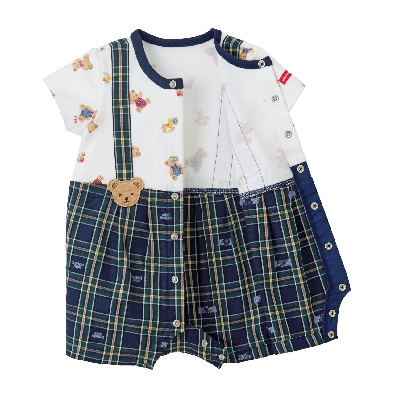 My Little Teddy Suspender Rompers - MIKI HOUSE USA