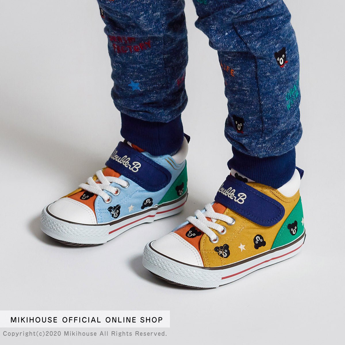 DOUBLE_B High Top Sneakers for Kids- B-kun and Stars Embroidery - 63-9402-820-87-16